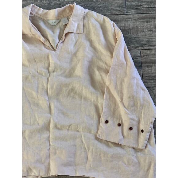 J.Jill Women's Cream 100% Linen 3/4 Sleeves Blouse Top Size 3X - Picture 3 of 5